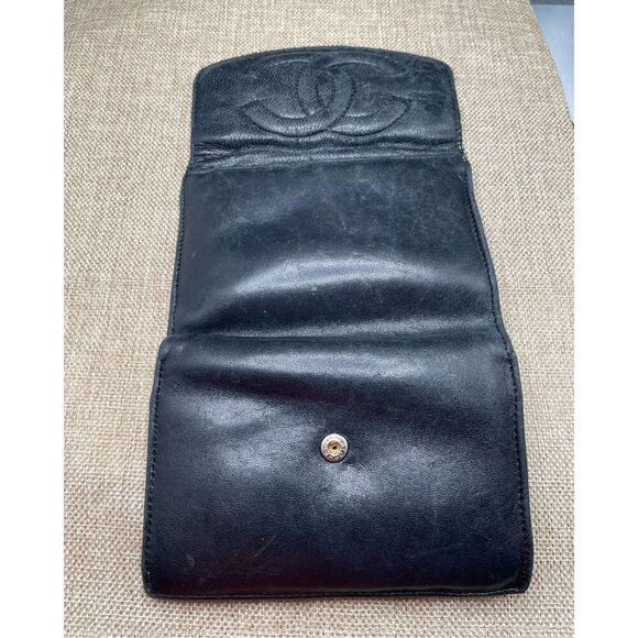 Vintage Channel Black Leather Wallet Women’s Unisex Good Condition Read Details - Picture 16 of 16